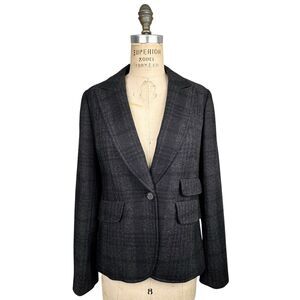 Ann Taylor Loft Womens Plaid Blazer Sz 6 Gray Office Career Preppy Old Money